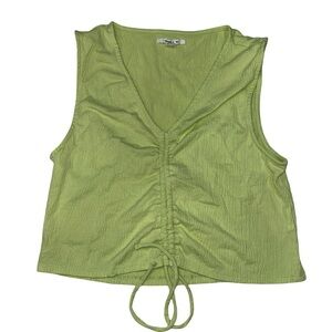 O’Neill Green Textured Ruched Front Sleeveless Tank Top Women’s Large